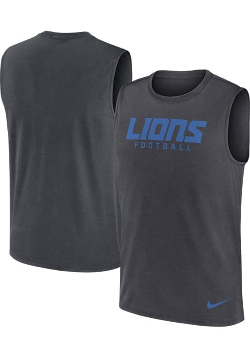Nike Detroit Lions Mens Grey Legend Short Sleeve Tank Top