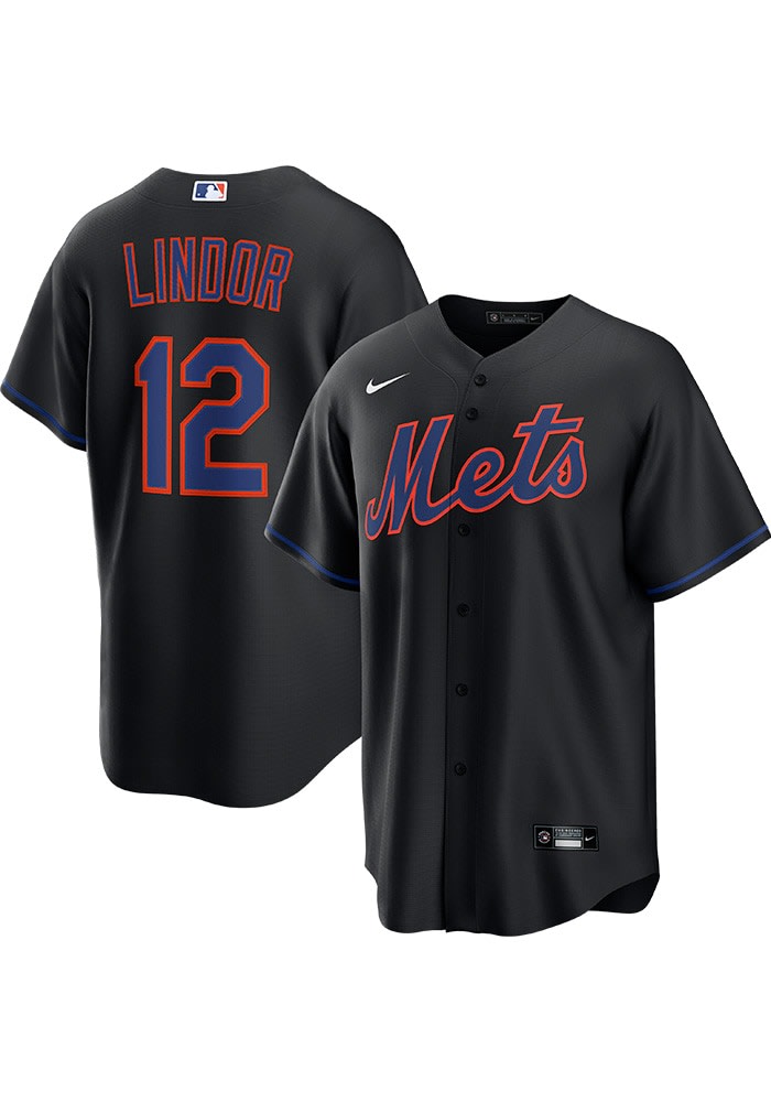 Francisco Lindor New York Mets Mens Replica BLACK Alternate Jersey
