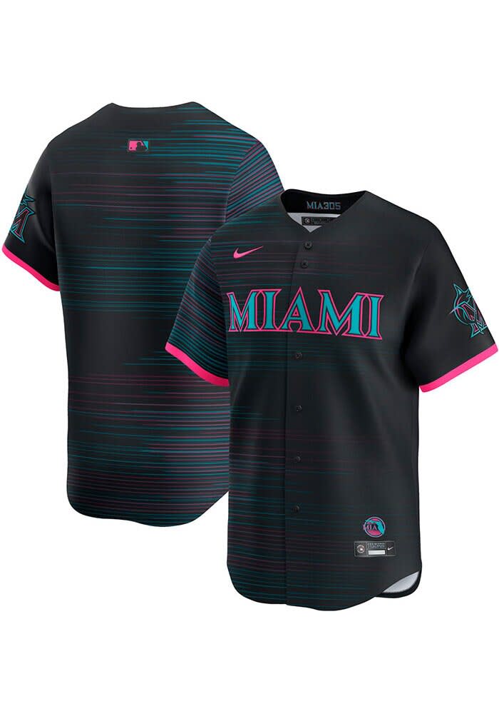 Nike Miami Marlins Mens BLACK City Connect Limited Baseball Jersey