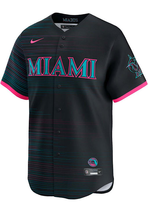 Nike Miami Marlins Mens BLACK City Connect Limited Baseball Jersey