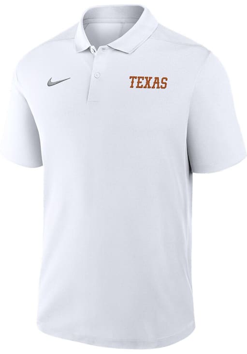 Nike Texas Longhorns Mens White Victory Wordmark Short Sleeve Polo