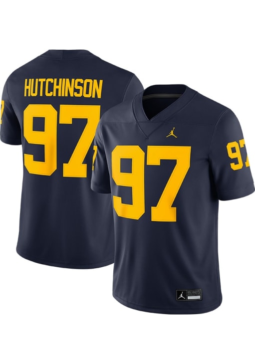 Aidan Hutchinson  Nike Michigan Wolverines Blue Game Football Jersey