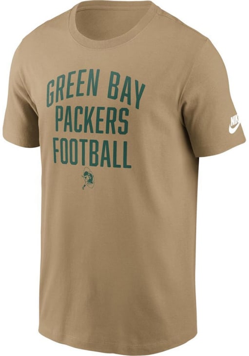 Nike Green Bay Packers Tan Rewind Essential Short Sleeve T Shirt
