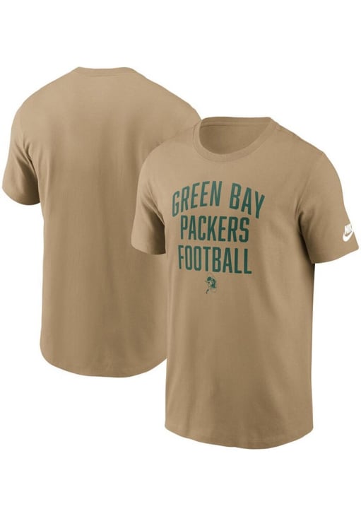 Nike Green Bay Packers Tan Rewind Essential Short Sleeve T Shirt