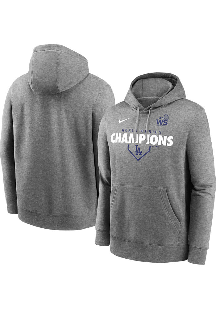 Nike Los Angeles Dodgers Mens GREY 2024 WS Champ Club Hoodie