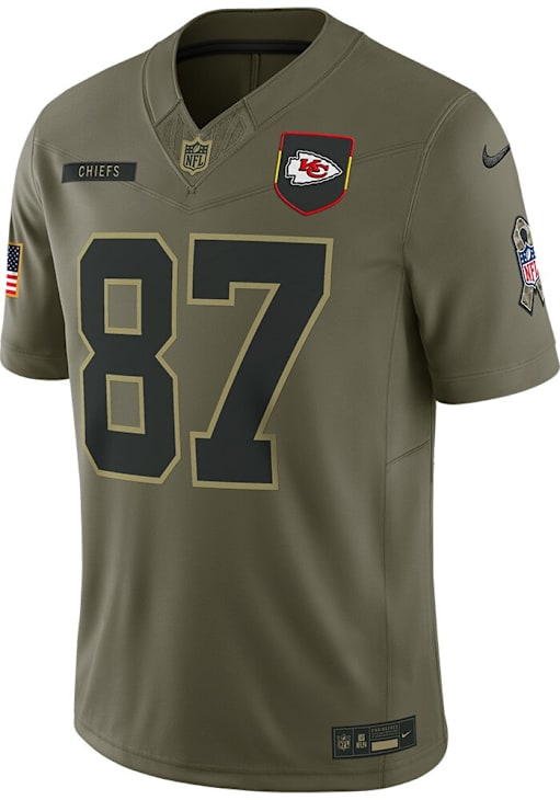Travis Kelce Nike Kansas City Chiefs Mens Olive Salute to Service Limited Football Jersey
