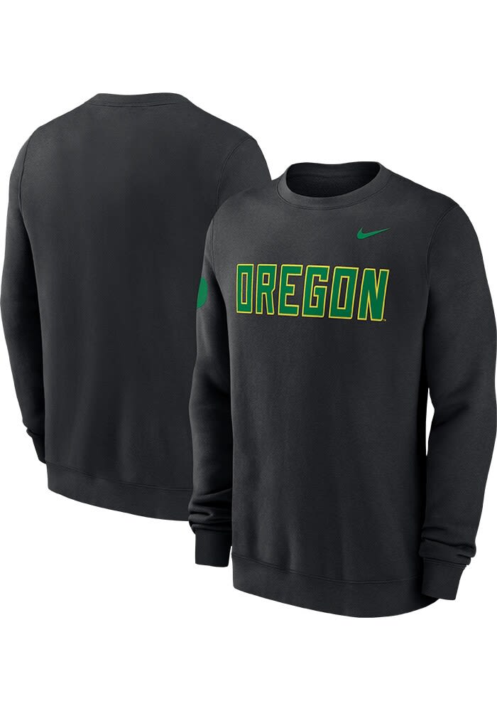 Nike Oregon Ducks Mens BLACK Club Fleece Crew Sweatshirt