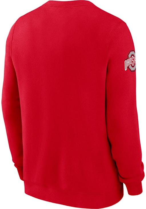 Nike Ohio State Buckeyes Mens Red Club Fleece Long Sleeve Crew Sweatshirt