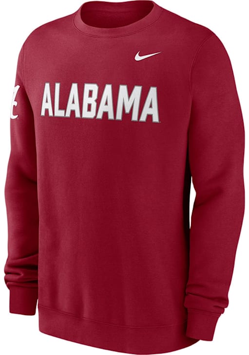 Nike Alabama Crimson Tide Mens CRIMSON Club Fleece Crew Sweatshirt