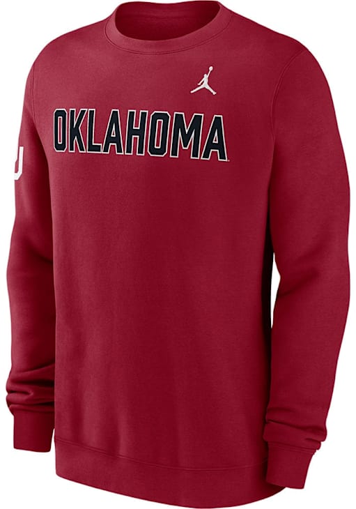 Nike Oklahoma Sooners Mens Cardinal Club Fleece Long Sleeve Crew Sweatshirt