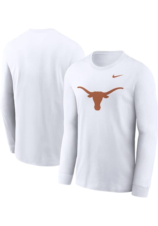 Nike Texas Longhorns White Primary Logo Long Sleeve T Shirt
