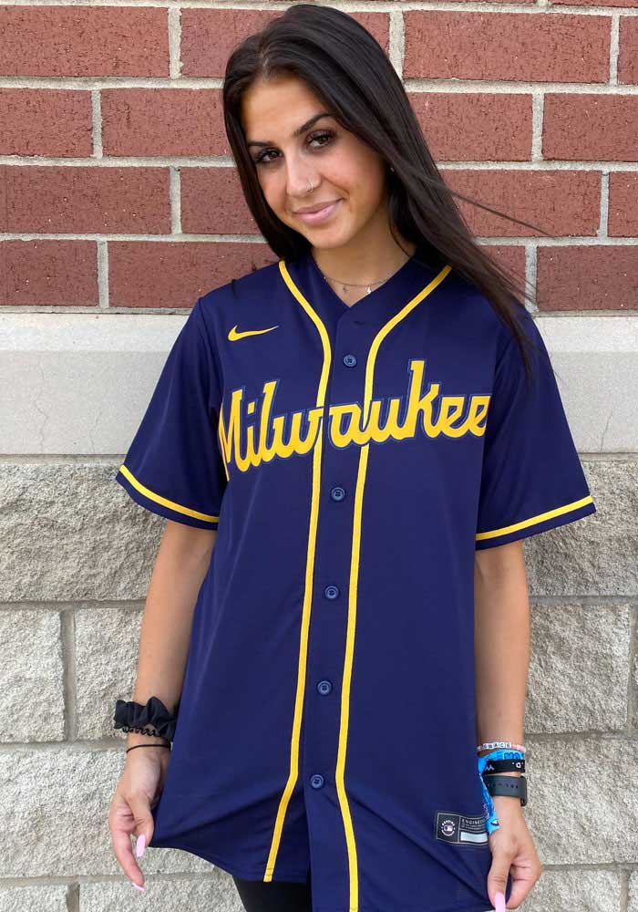 Milwaukee Brewers Mens Nike Replica NAVY Alt Jersey - 17322521