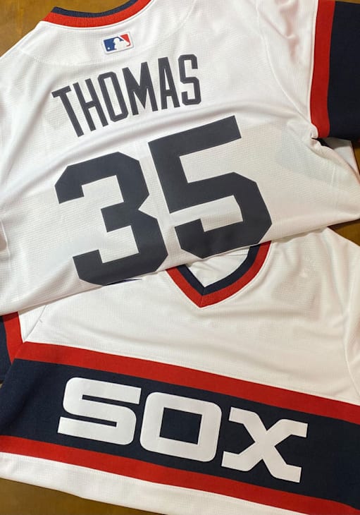 Frank Thomas Chicago White Sox Mens Replica WHITE Throwback Jersey