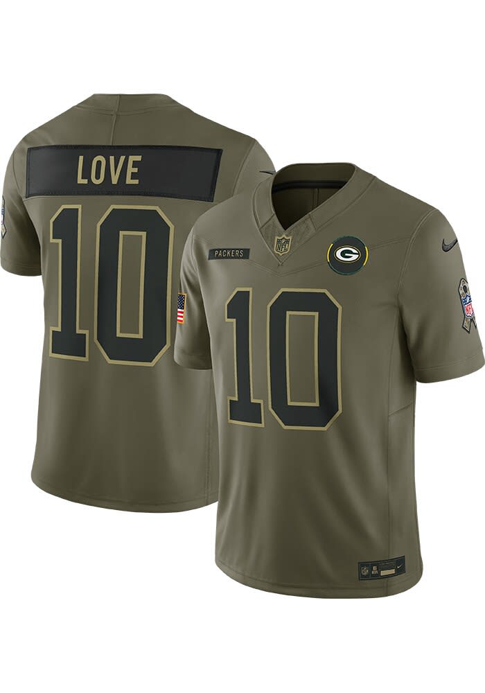 Jordan Love Green Bay Packers Mens OLIVE Salute to Service Limited