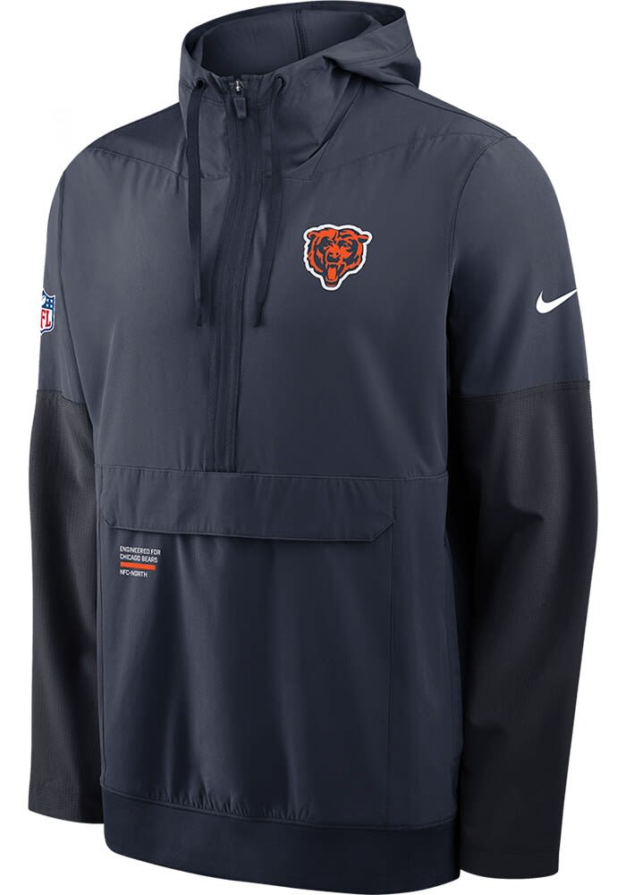 Nike Chicago Bears Mens Sideline Anorak NAVY Pullover Jackets