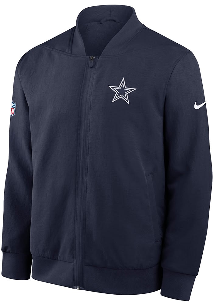 Nike Dallas Cowboys Mens NAVY Sideline Bomber Medium Weight Jacket