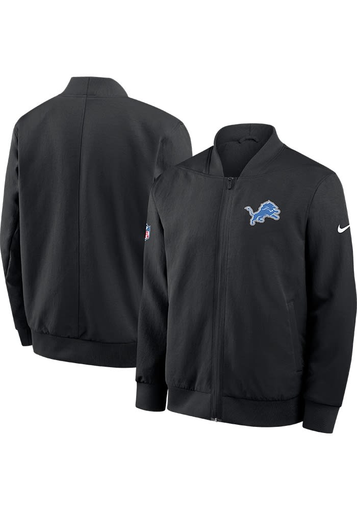 Nike Detroit Lions Mens BLACK Sideline Bomber Medium Weight Jacket