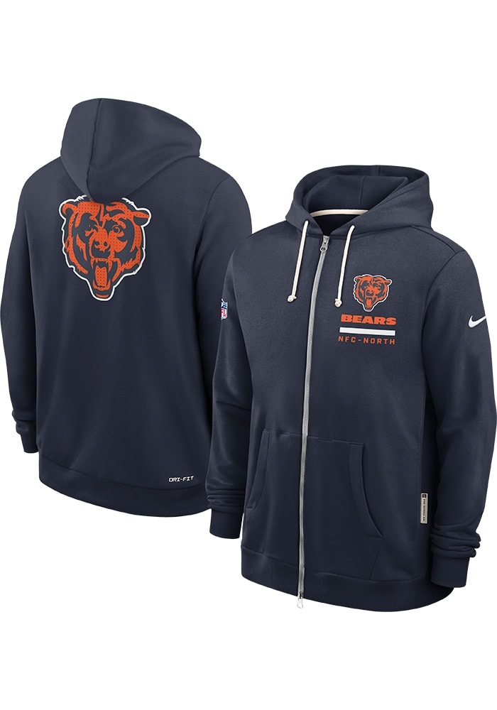 Nike Chicago Bears Mens NAVY Sideline Full Zip - 173227289