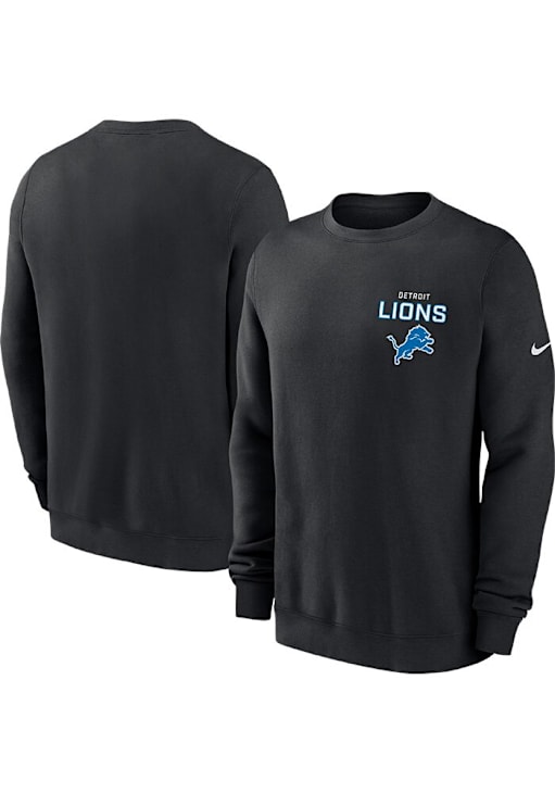Nike Detroit Lions Mens Black Club Long Sleeve Crew Sweatshirt