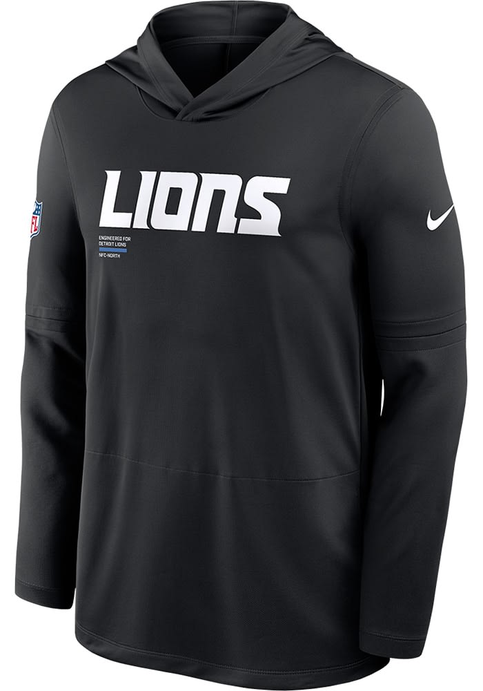 Nike Detroit Lions Mens BLACK Sideline Lightweight Hoodie - 173227466