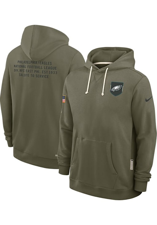 Nike Philadelphia Eagles Mens Olive Salute to Service Long Sleeve Hoodie