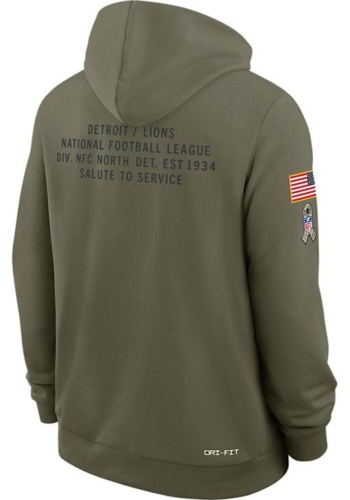 Nike Detroit Lions Mens Green Salute to Service Long Sleeve Hoodie