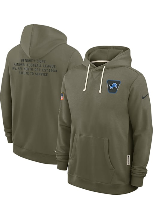 Nike Detroit Lions Mens Green Salute to Service Long Sleeve Hoodie