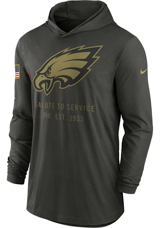 Nike Philadelphia Eagles Mens Olive Salute to Service Long Sleeve Lightweight Hoodie