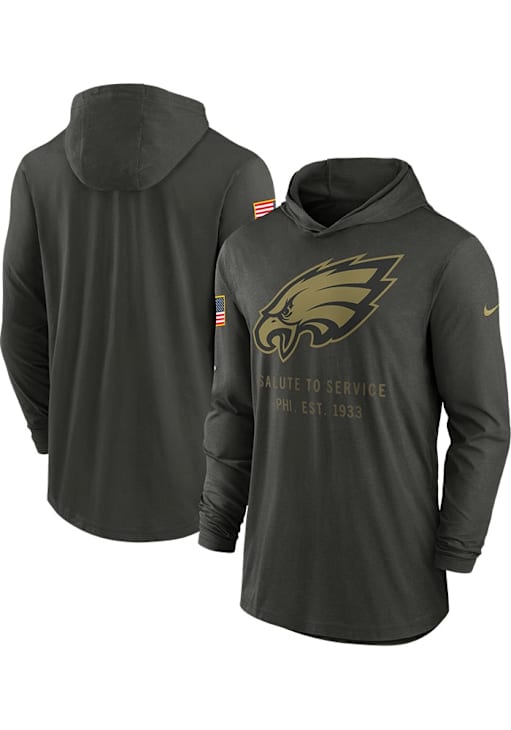 Nike Philadelphia Eagles Mens Olive Salute to Service Long Sleeve Lightweight Hoodie