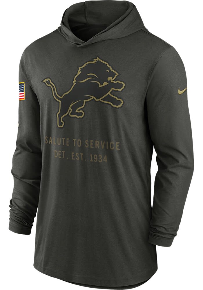 Nike Detroit Lions Mens GREEN Salute to Service Lightweight Hoodie