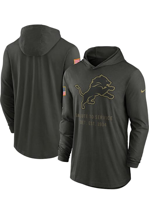 Nike Detroit Lions Mens Green Salute to Service Long Sleeve Lightweight Hoodie