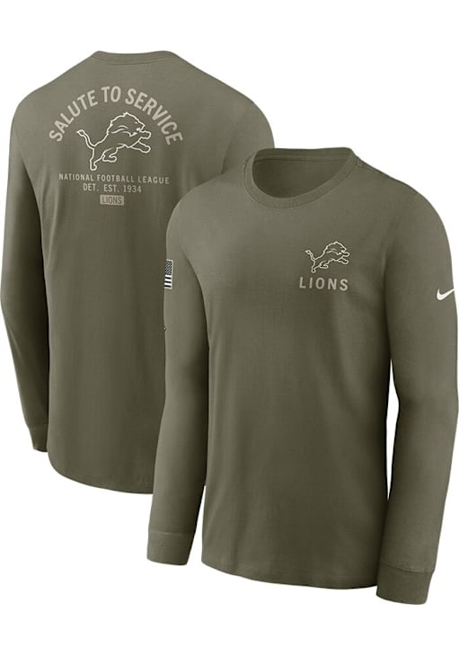 Nike Detroit Lions Green Salute to Service Long Sleeve T Shirt