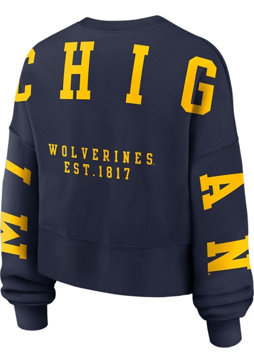 Nike Michigan Wolverines Womens Blue Phoenix Crew Sweatshirt
