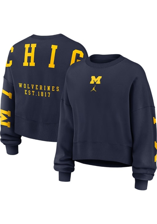 Nike Michigan Wolverines Womens Blue Phoenix Crew Sweatshirt