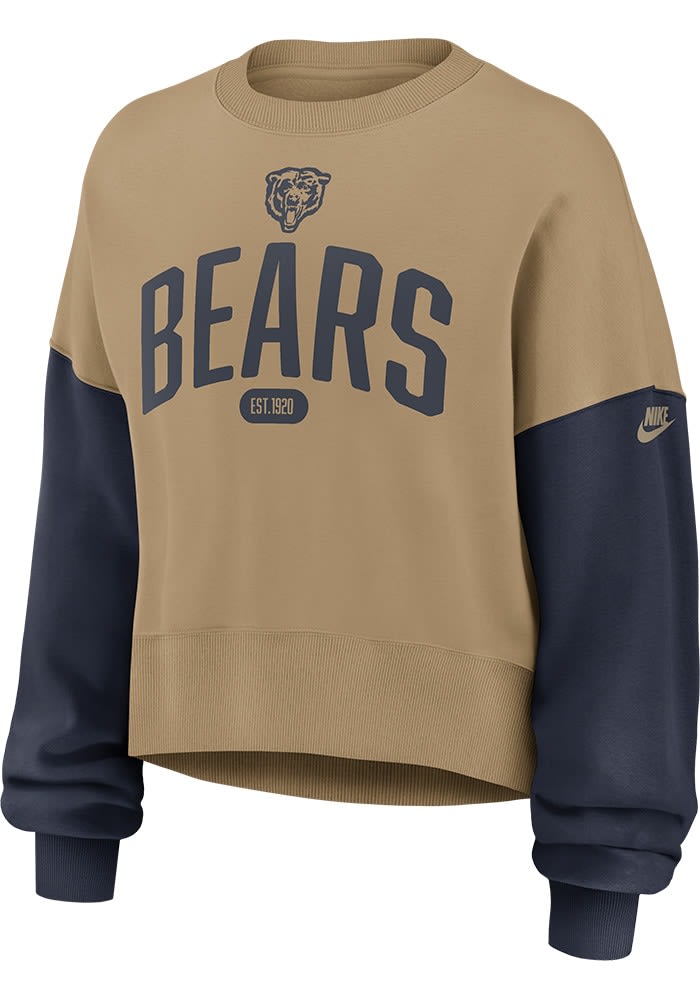Chicago Bears Nike Crew Sweatshirt Womens TAN Rewind Long