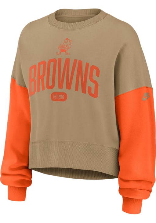 Nike Cleveland Browns Womens Tan Rewind Crew Sweatshirt
