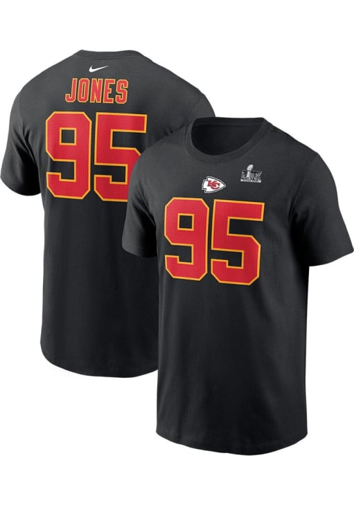 Chris Jones Kansas City Chiefs Black 2024 Super Bowl Participant Short Sleeve Player T Shirt