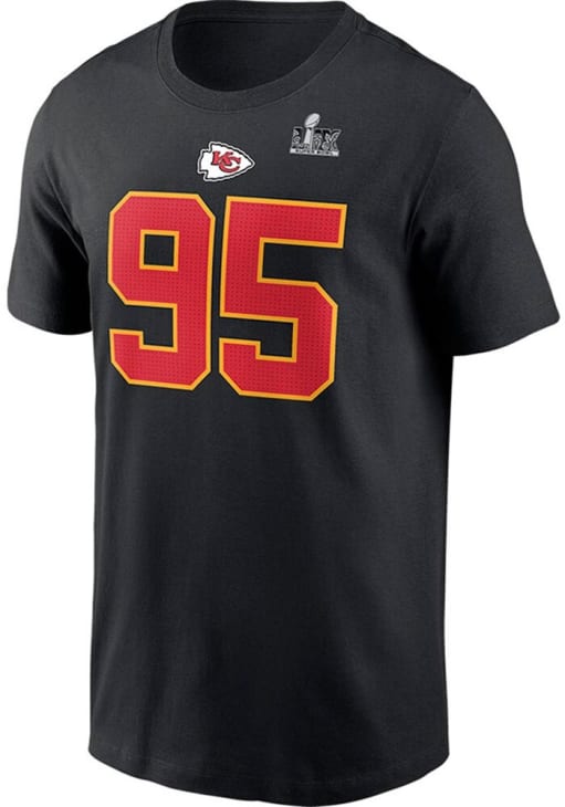 Chris Jones Kansas City Chiefs Black 2024 Super Bowl Participant Short Sleeve Player T Shirt