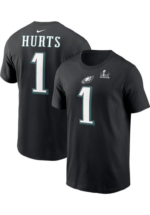 Jalen Hurts Philadelphia Eagles Black 2024 Super Bowl Participant Short Sleeve Player T Shirt