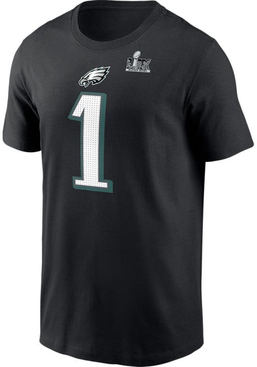 Jalen Hurts Philadelphia Eagles Black 2024 Super Bowl Participant Short Sleeve Player T Shirt