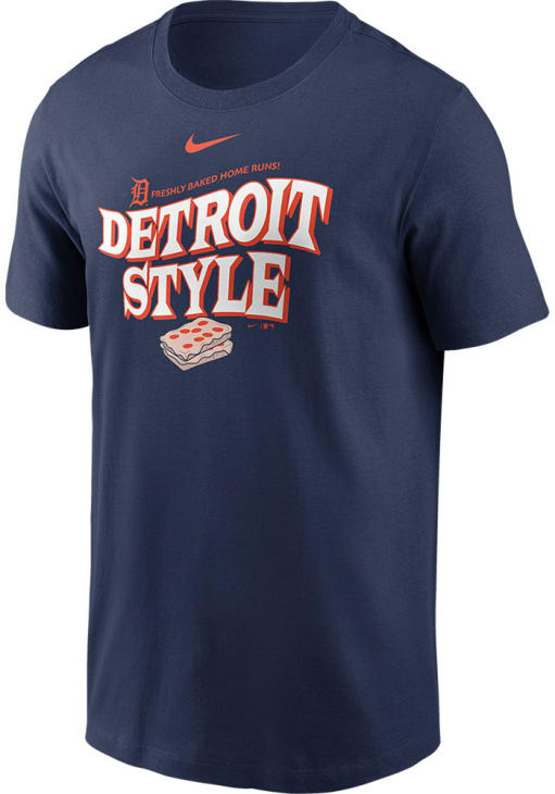 Nike Detroit Tigers Navy Blue Detroit Style Short Sleeve T Shirt