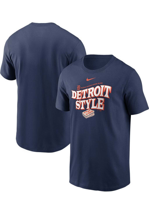 Nike Detroit Tigers Navy Blue Detroit Style Short Sleeve T Shirt