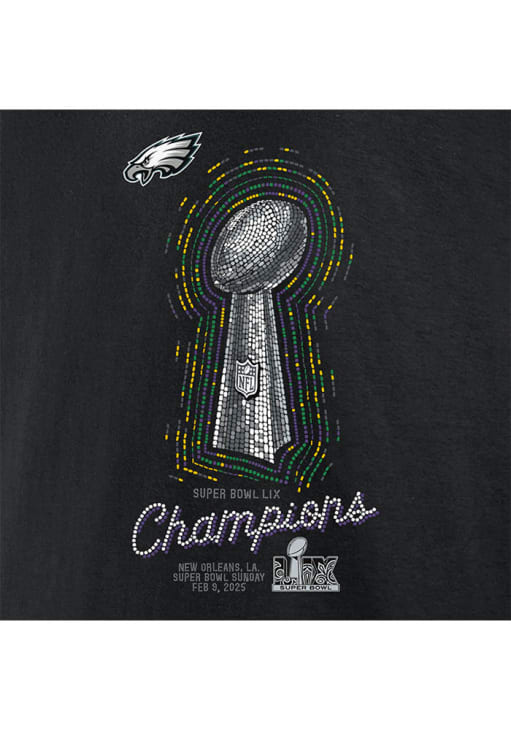 Nike Philadelphia Eagles Womens Black 2024 Super Bowl Champs Trophy Short Sleeve T-Shirt