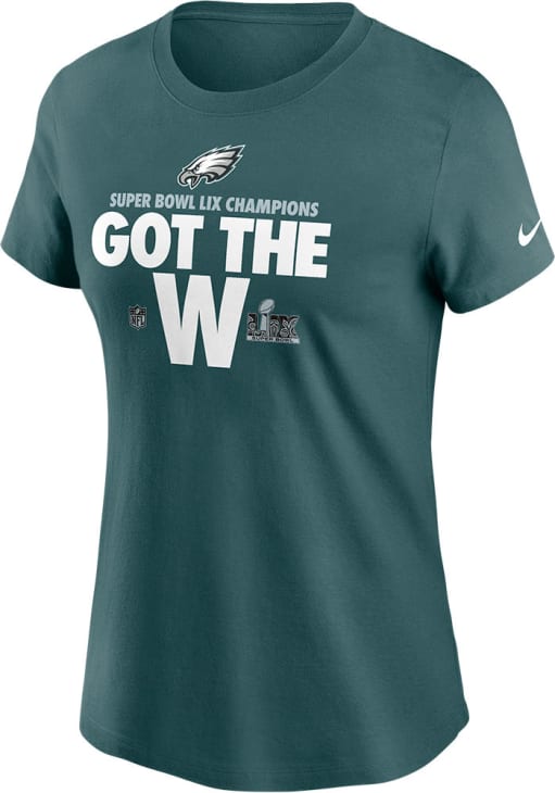 Nike Philadelphia Eagles Womens Midnight Green 2024 Super Bowl Champs Parade Short Sleeve T-Shirt