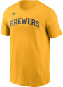 Milwaukee Brewers Nike Wordmark T Shirt - Gold