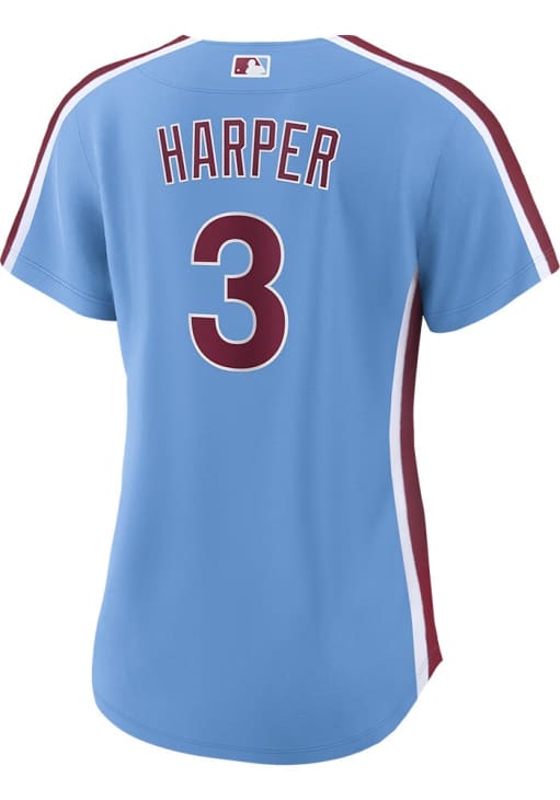 Bryce Harper Philadelphia Phillies Womens Replica Throwback Jersey - Light Blue