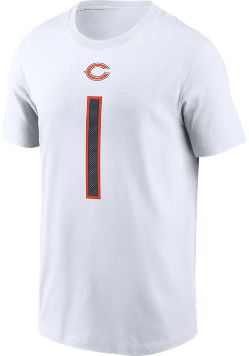 Justin Fields Chicago Bears White Name Number Short Sleeve Player T Shirt