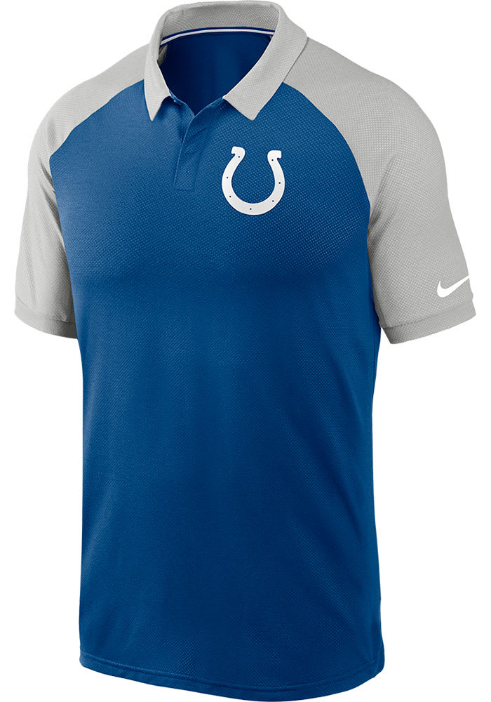 Men s Nike Royal Indianapolis Colts Raglan Tri Blend Performance Polo Size Large