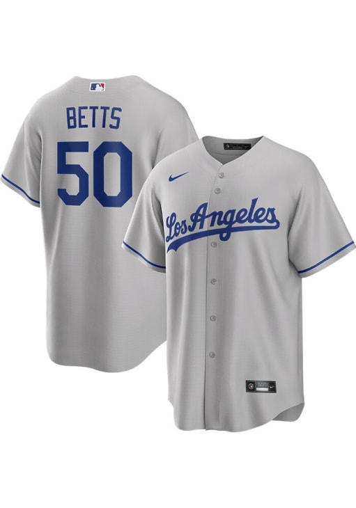 Mookie Betts Los Angeles Dodgers Mens Replica Road Jersey - Grey