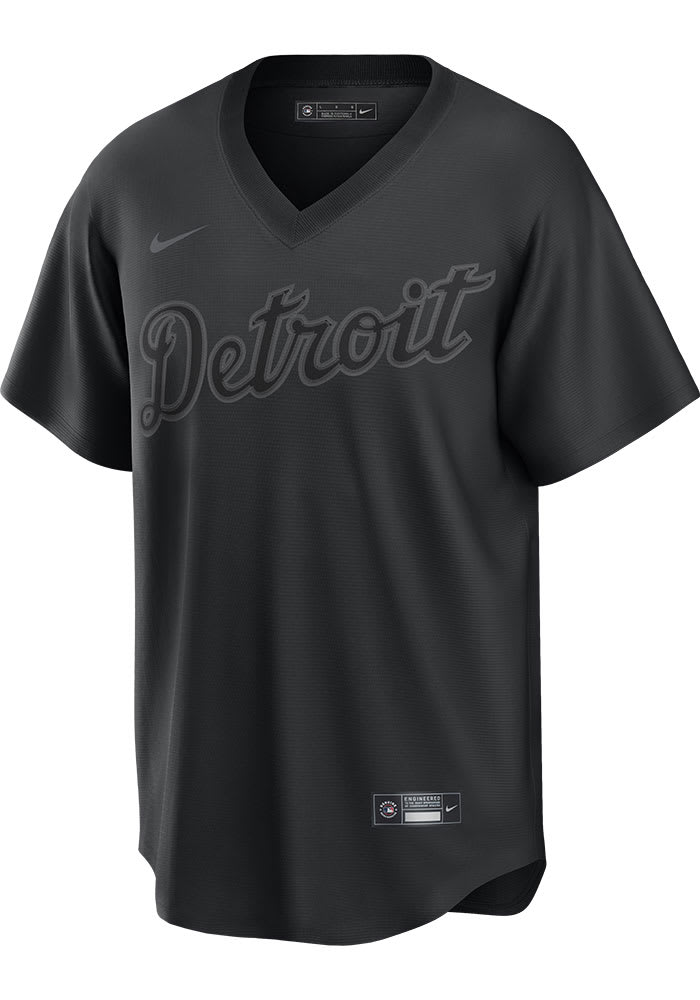 Detroit Tigers Mens Nike Replica BLACK Pitch Black Jersey - 17324272